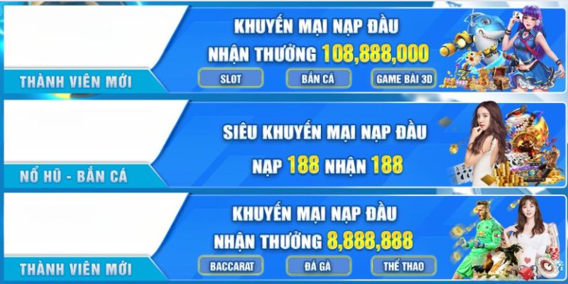 Khuyến Mãi Thưởng Nạp Đầu Hấp Dẫn Dành Cho Tân Thủ Hi88 3 Các mức thưởng của ưu đãi thưởng nạp đầu